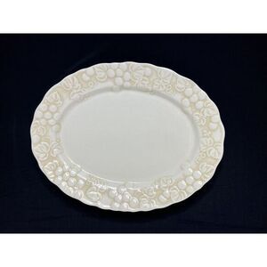 Metlox Poppy Trail Cream Color Oval (14.5X11") Serving Platter Grapes and Leaves